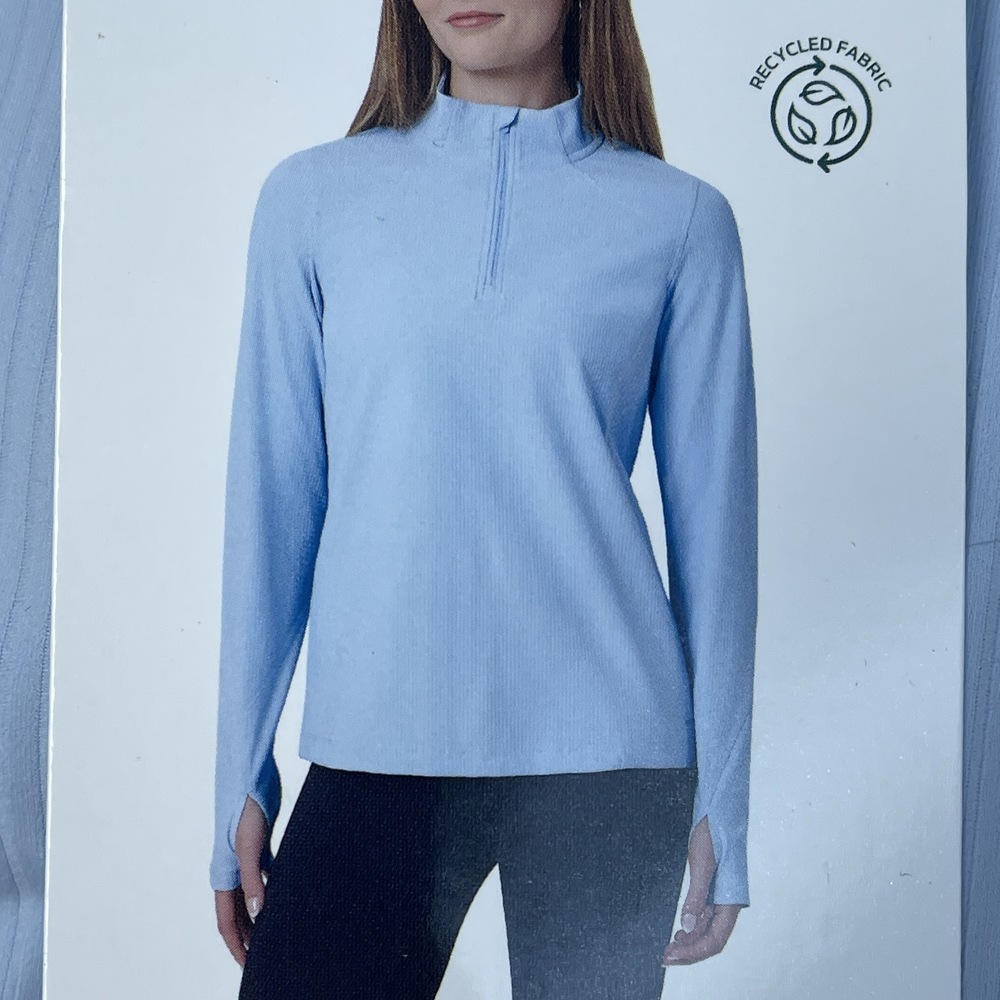 Mondetta Women's S Active Ribbed 1/2 Zip Top Blue e0754